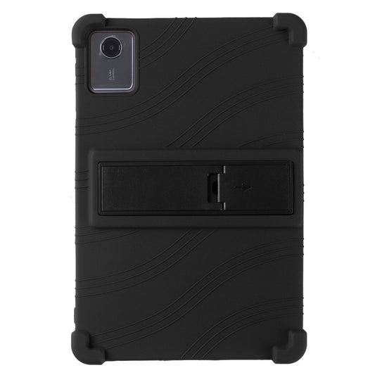For Lenovo Tab M11 / Xiaoxin Pad 11 2024 Kickstand Case Reinforced Corners Silicone Cover - Black