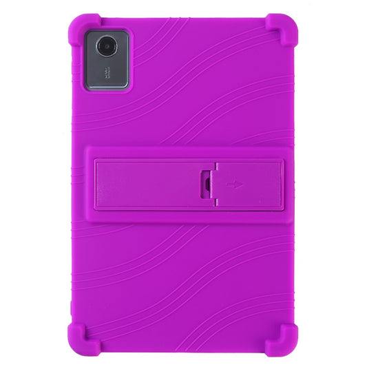 For Lenovo Tab M11 / Xiaoxin Pad 11 2024 Kickstand Case Reinforced Corners Silicone Cover - Purple