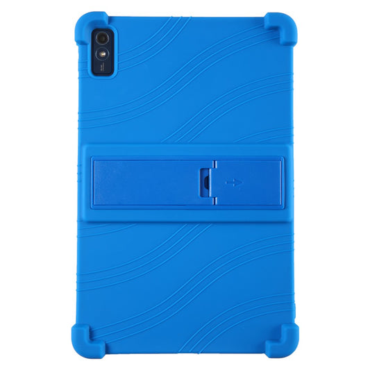 For Lenovo Tab M10 5G Silicone Protective Case Folding Kickstand Tablet Anti-drop Cover - Dark Blue