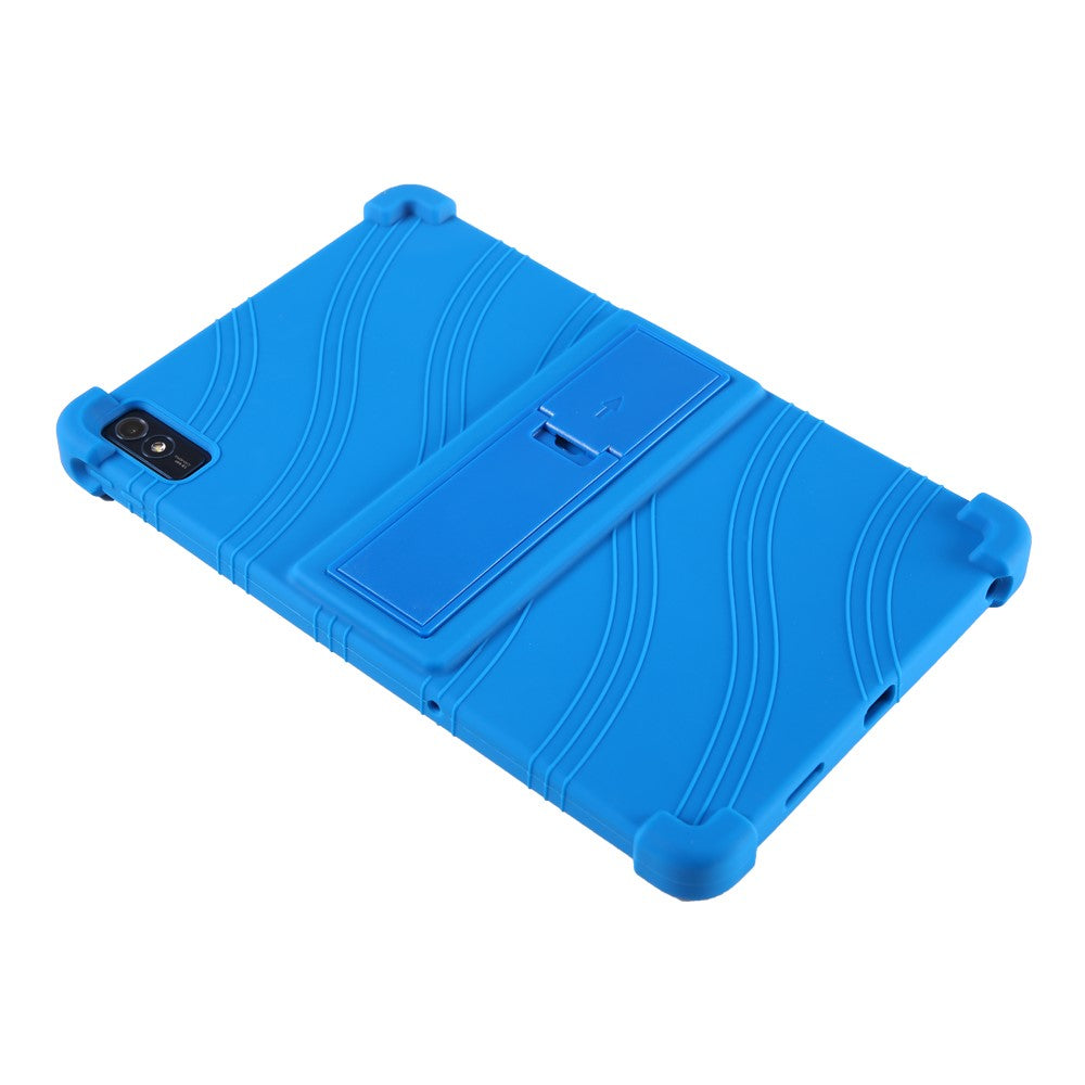For Lenovo Tab M10 5G Silicone Protective Case Folding Kickstand Tablet Anti-drop Cover - Dark Blue