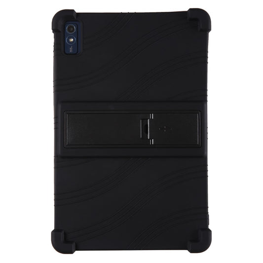 For Lenovo Tab M10 5G Silicone Protective Case Folding Kickstand Tablet Anti-drop Cover - Black