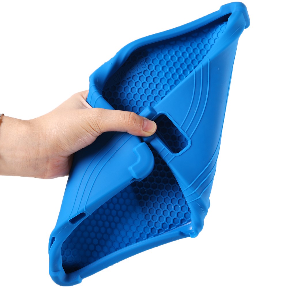 For Lenovo Tab M10 5G Silicone Protective Case Folding Kickstand Tablet Anti-drop Cover - Black