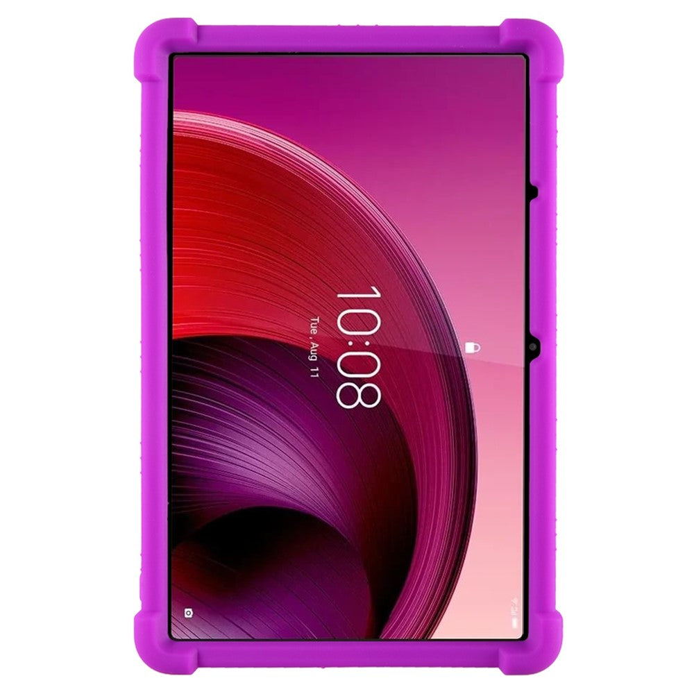 For Lenovo Tab M10 5G Silicone Protective Case Folding Kickstand Tablet Anti-drop Cover - Purple