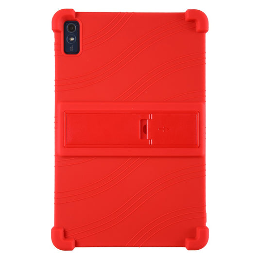 For Lenovo Tab M10 5G Silicone Protective Case Folding Kickstand Tablet Anti-drop Cover - Red