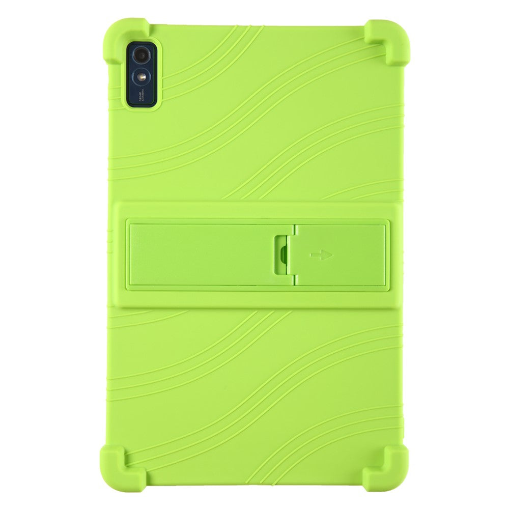 For Lenovo Tab M10 5G Silicone Protective Case Folding Kickstand Tablet Anti-drop Cover - Green
