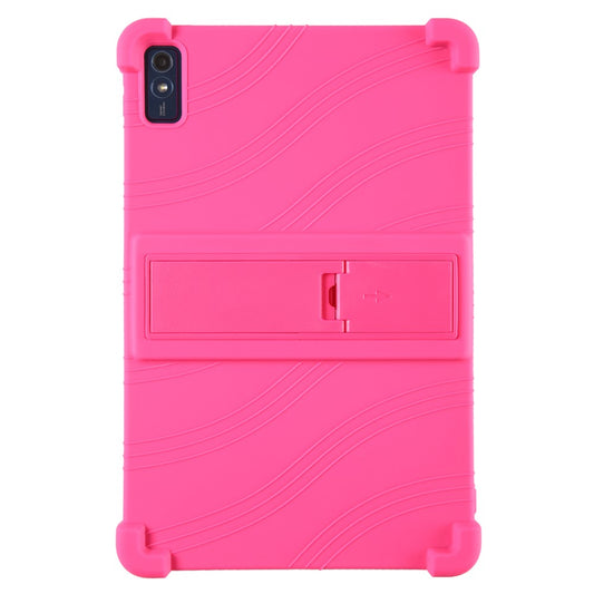 For Lenovo Tab M10 5G Silicone Protective Case Folding Kickstand Tablet Anti-drop Cover - Rose