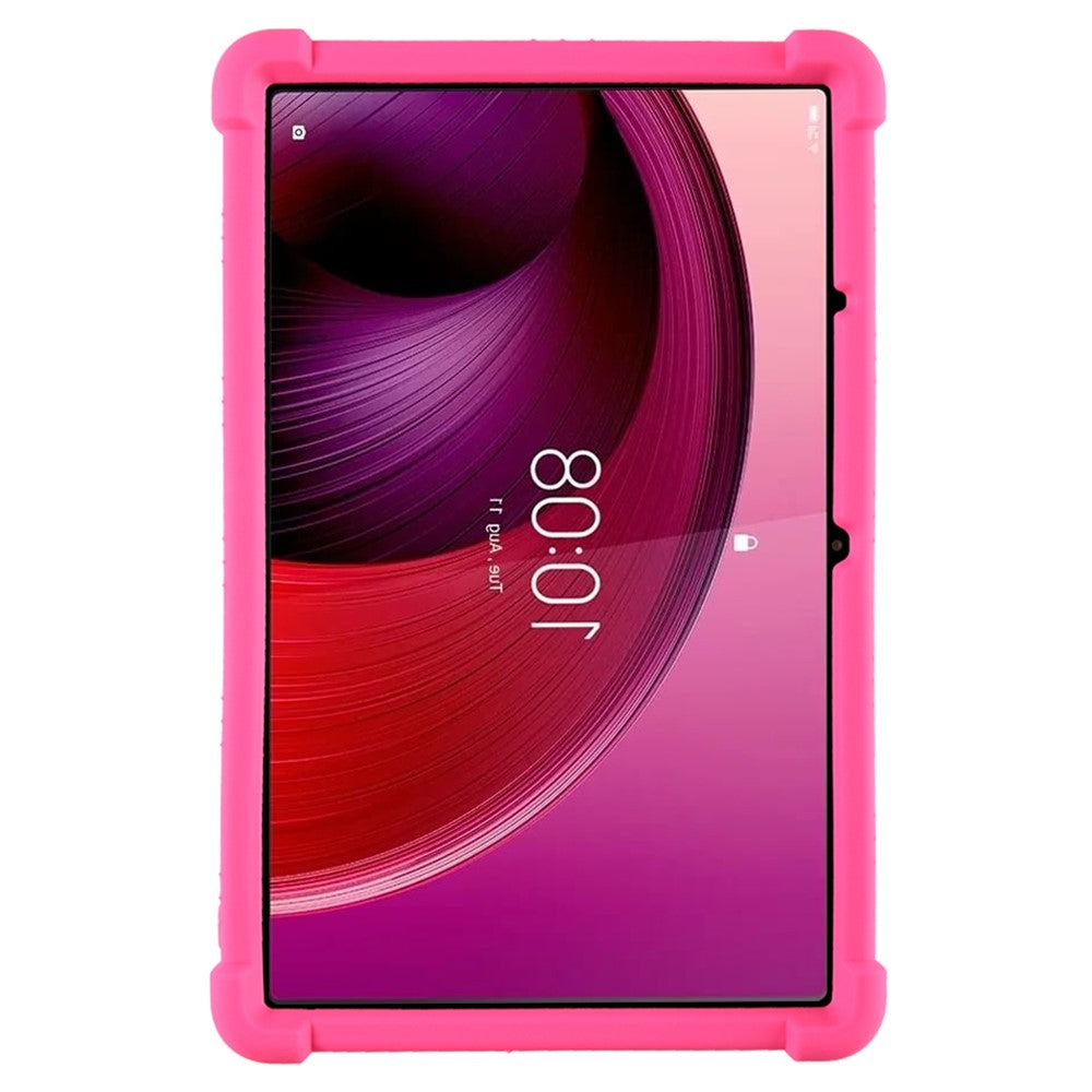 For Lenovo Tab M10 5G Silicone Protective Case Folding Kickstand Tablet Anti-drop Cover - Rose