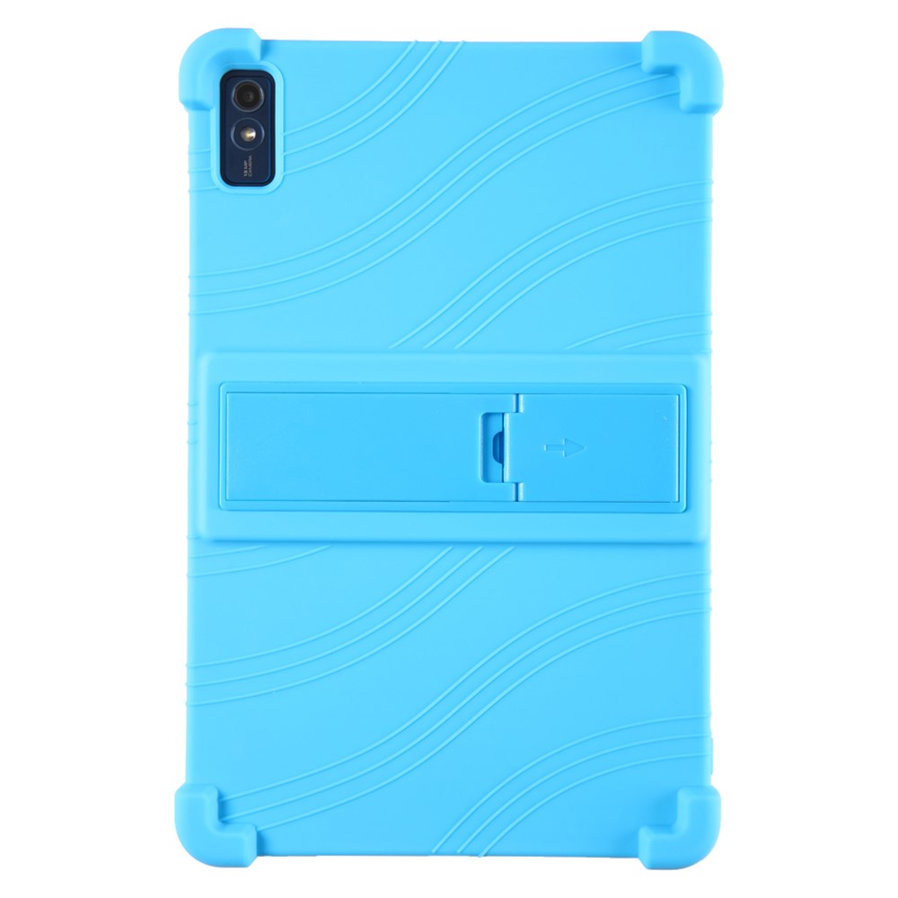For Lenovo Tab M10 5G Silicone Protective Case Folding Kickstand Tablet Anti-drop Cover - Sky Blue