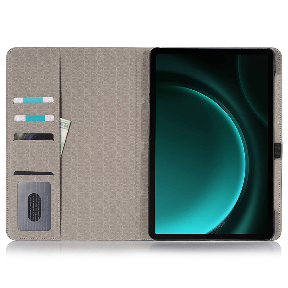 For Samsung Galaxy Tab S9 FE Wallet Case Cross Texture PU Leather Tablet Cover - Dark Blue