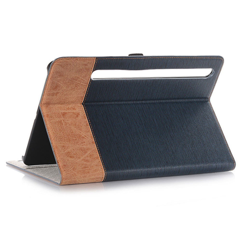For Samsung Galaxy Tab S9 FE Wallet Case Cross Texture PU Leather Tablet Cover - Dark Blue