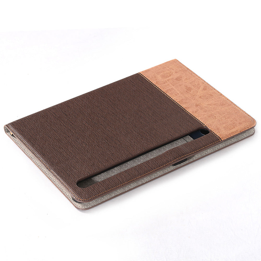 For Samsung Galaxy Tab S9 FE Wallet Case Cross Texture PU Leather Tablet Cover - Brown