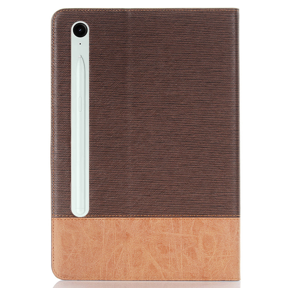 For Samsung Galaxy Tab S9 FE Wallet Case Cross Texture PU Leather Tablet Cover - Brown
