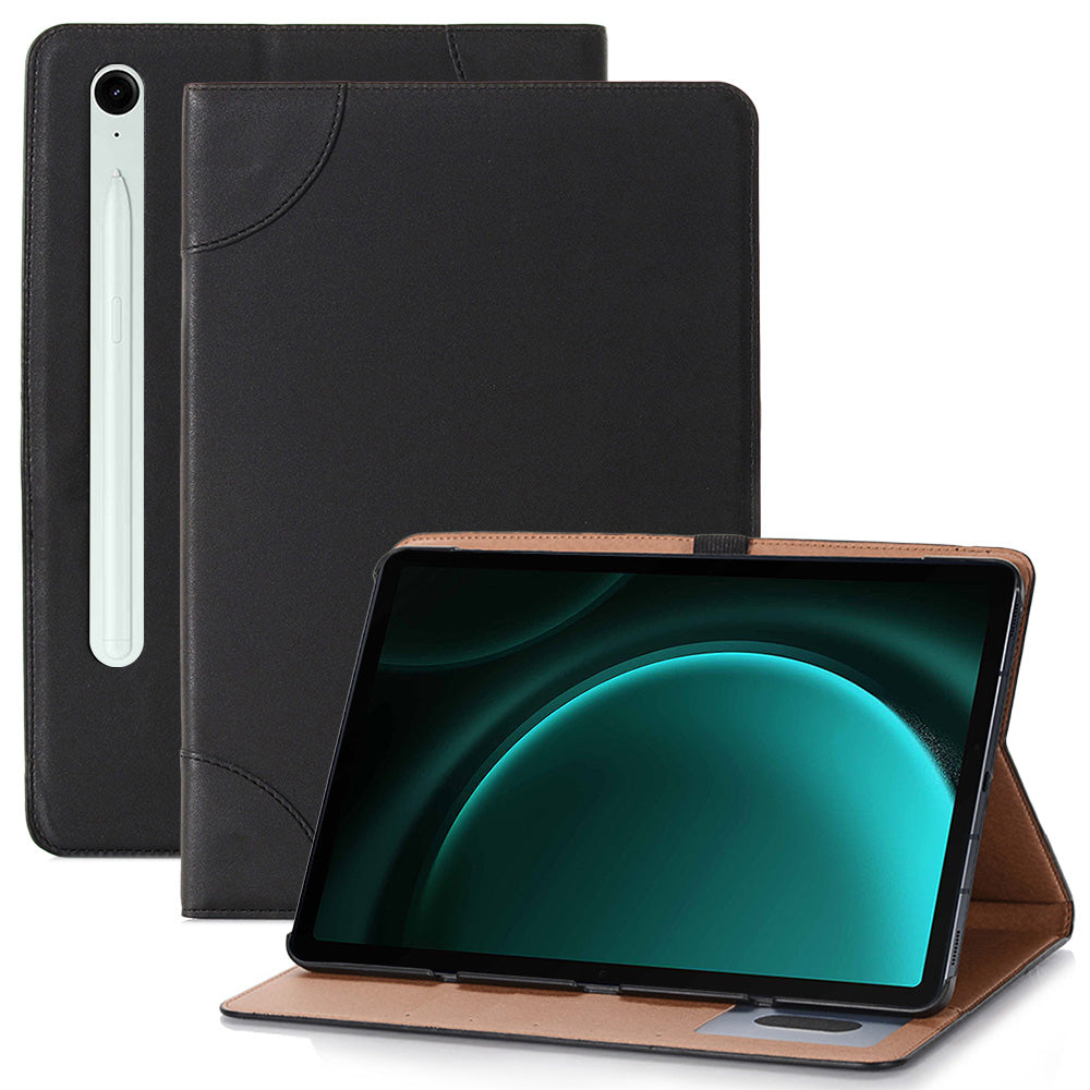 For Samsung Galaxy Tab S9 FE Tablet Case Cross Texture Card Slots PU Leather Flip Cover - Black