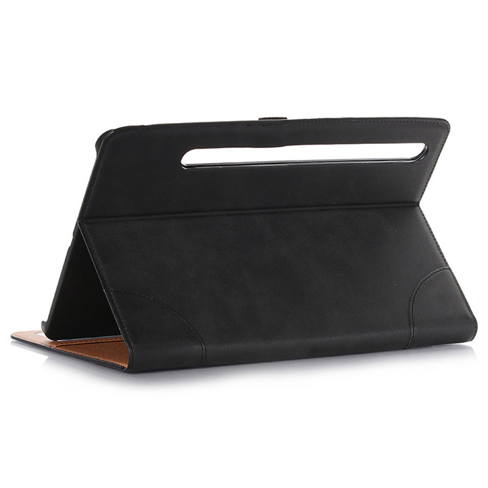 For Samsung Galaxy Tab S9 FE Tablet Case Cross Texture Card Slots PU Leather Flip Cover - Black