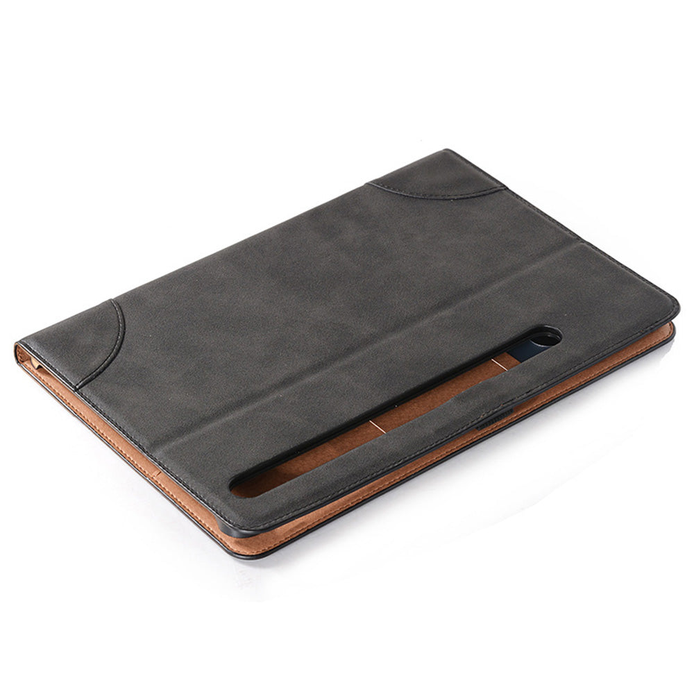 For Samsung Galaxy Tab S9 FE Tablet Case Cross Texture Card Slots PU Leather Flip Cover - Black
