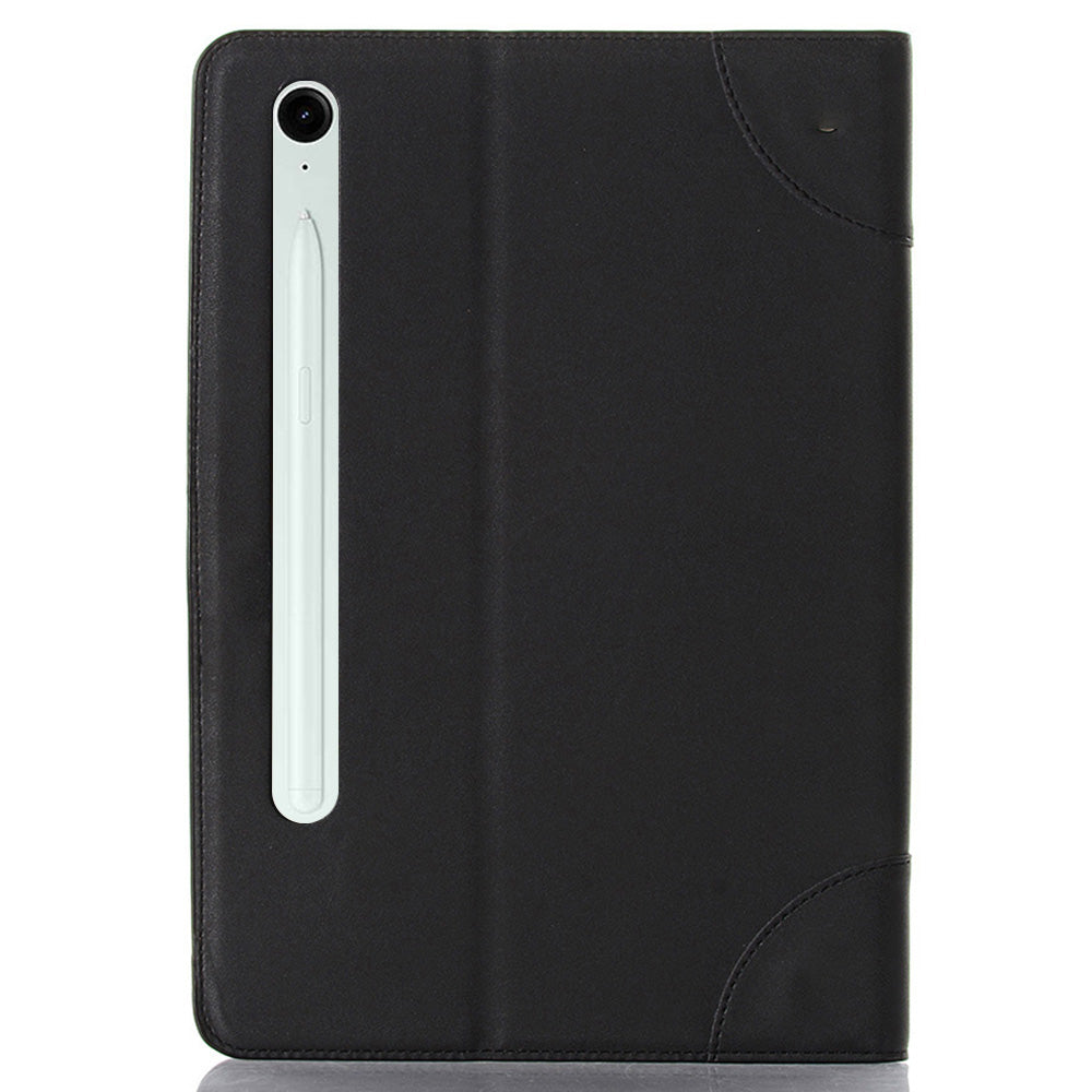 For Samsung Galaxy Tab S9 FE Tablet Case Cross Texture Card Slots PU Leather Flip Cover - Black