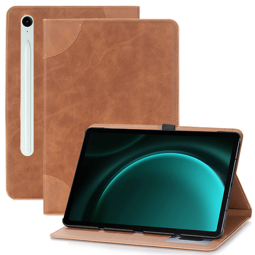 For Samsung Galaxy Tab S9 FE Tablet Case Cross Texture Card Slots PU Leather Flip Cover - Yellow