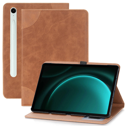 For Samsung Galaxy Tab S9 FE Tablet Case Cross Texture Card Slots PU Leather Flip Cover - Yellow