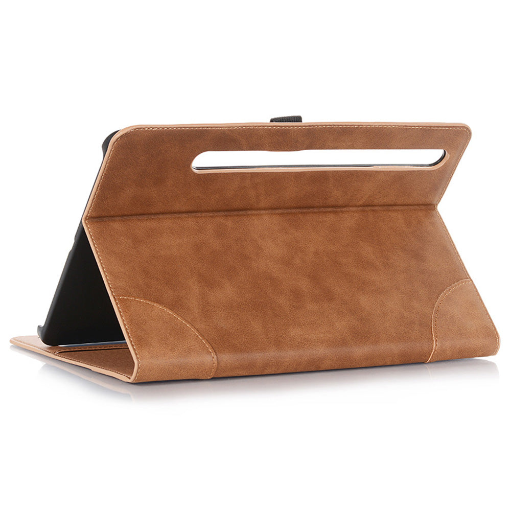 For Samsung Galaxy Tab S9 FE Tablet Case Cross Texture Card Slots PU Leather Flip Cover - Yellow