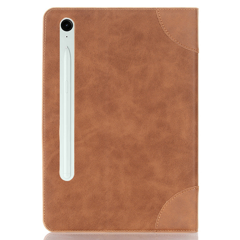 For Samsung Galaxy Tab S9 FE Tablet Case Cross Texture Card Slots PU Leather Flip Cover - Yellow