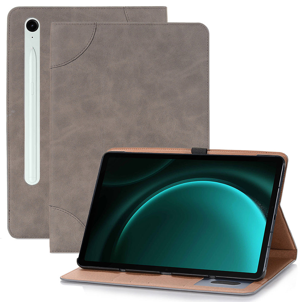 For Samsung Galaxy Tab S9 FE Tablet Case Cross Texture Card Slots PU Leather Flip Cover - Grey