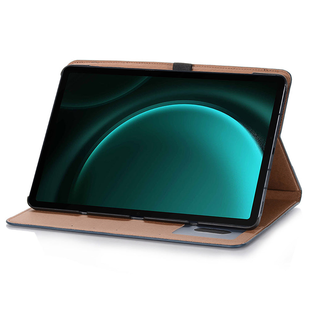 For Samsung Galaxy Tab S9 FE Tablet Case Cross Texture Card Slots PU Leather Flip Cover - Dark Blue