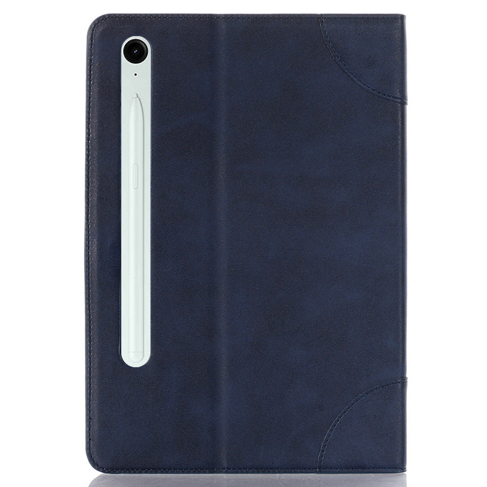 For Samsung Galaxy Tab S9 FE Tablet Case Cross Texture Card Slots PU Leather Flip Cover - Dark Blue