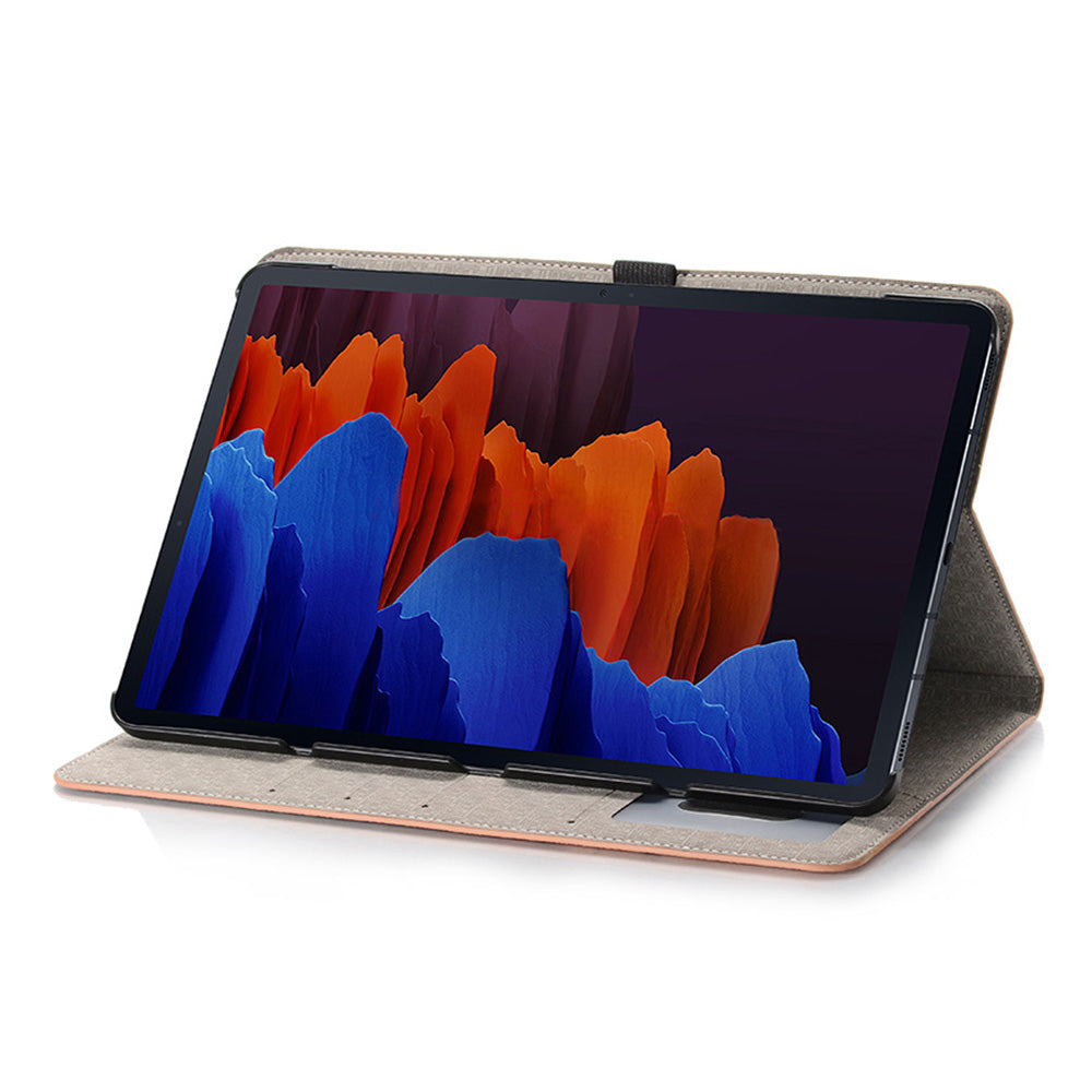 For Samsung Galaxy Tab S9 FE Protective Case Map Pattern PU Leather Tablet Wallet Cover - Brown