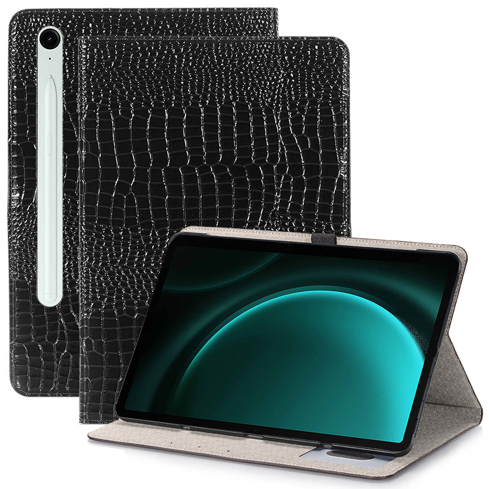 For Samsung Galaxy Tab S9 FE Case Viewing Stand Leather Wallet Tablet Cover - Black