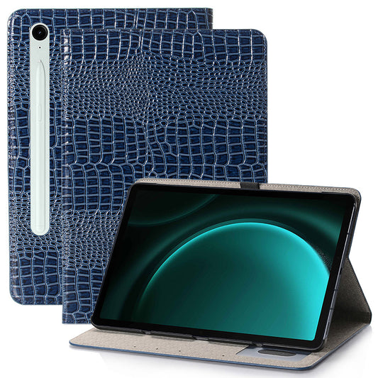 For Samsung Galaxy Tab S9 FE Case Viewing Stand Leather Wallet Tablet Cover - Dark Blue