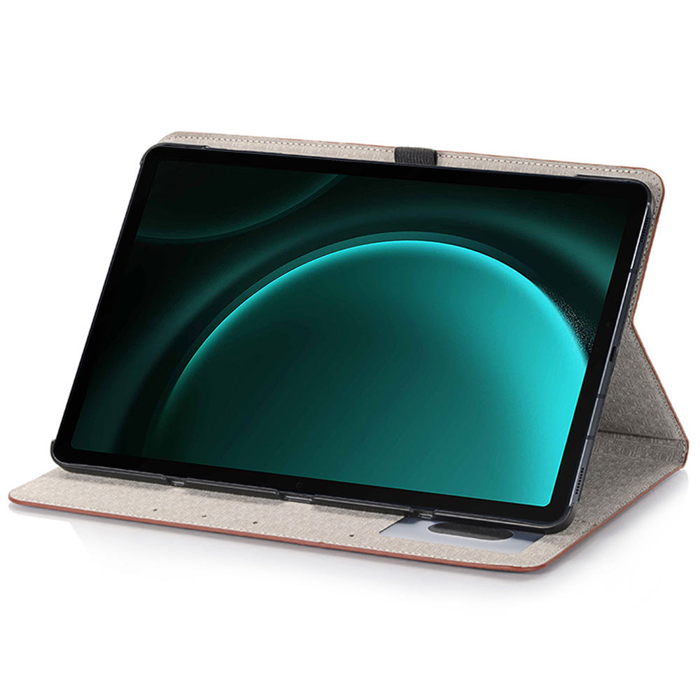 For Samsung Galaxy Tab S9 FE Case Viewing Stand Leather Wallet Tablet Cover - Brown