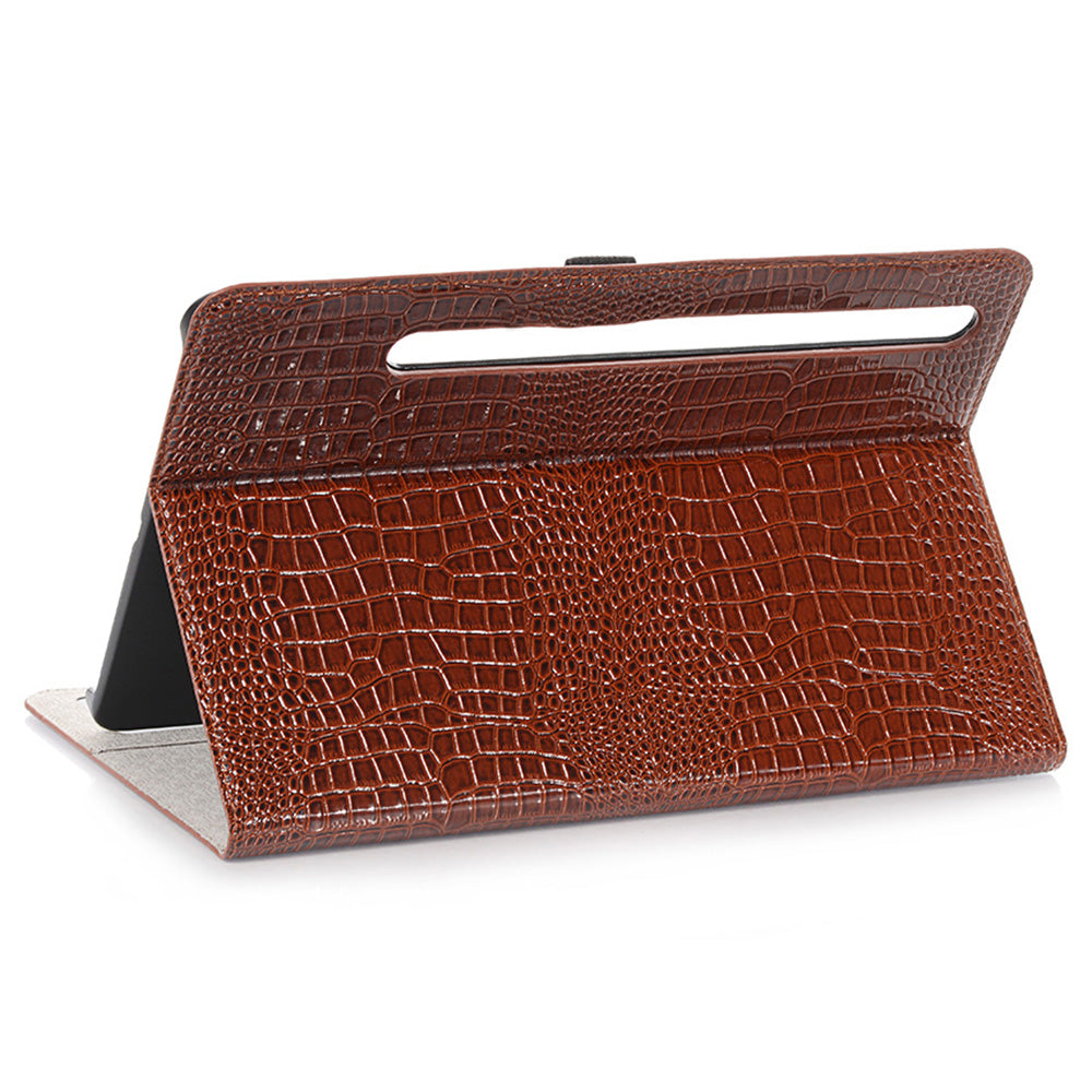 For Samsung Galaxy Tab S9 FE Case Viewing Stand Leather Wallet Tablet Cover - Brown