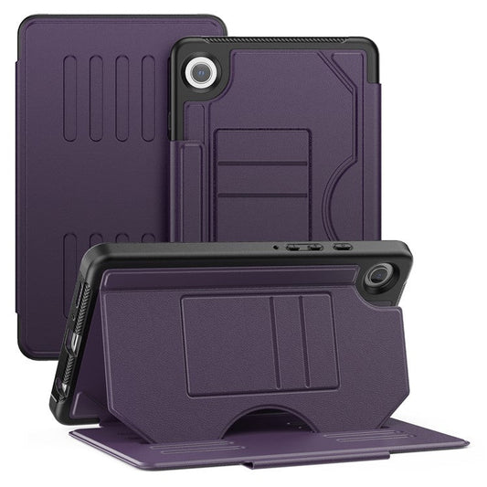 For Samsung Galaxy Tab A9 (SM-X110  /  X115) Case 5-Level Adjustable Stand Tablet Cover with Card Holder and Pen Slot - Purple