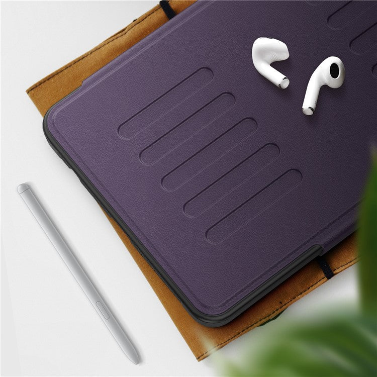 For Samsung Galaxy Tab A9 (SM-X110  /  X115) Case 5-Level Adjustable Stand Tablet Cover with Card Holder and Pen Slot - Purple