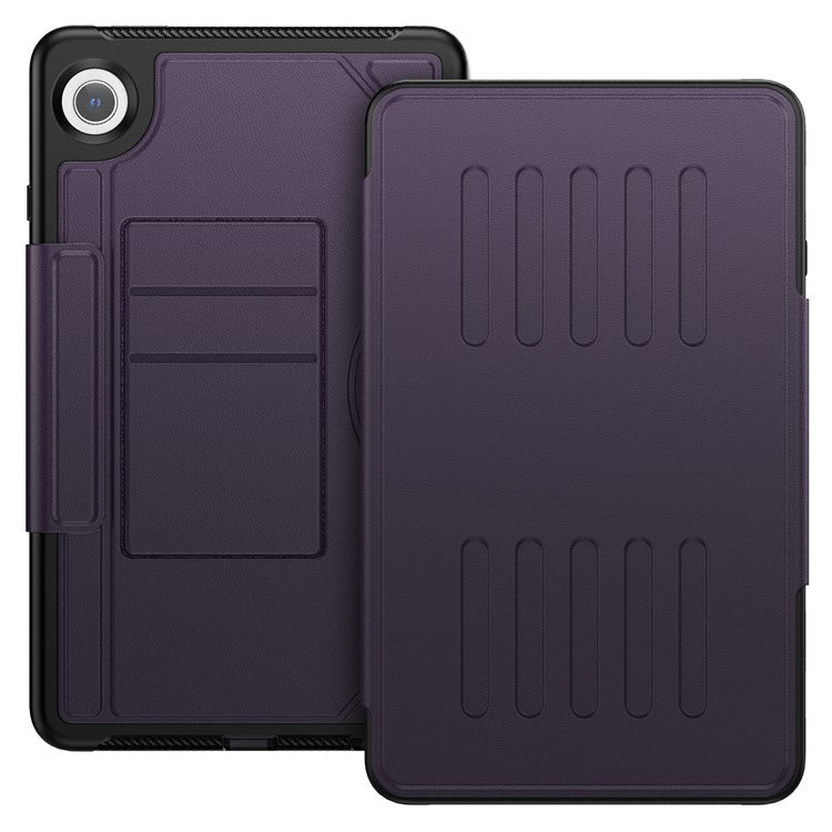For Samsung Galaxy Tab A9 (SM-X110  /  X115) Case 5-Level Adjustable Stand Tablet Cover with Card Holder and Pen Slot - Purple