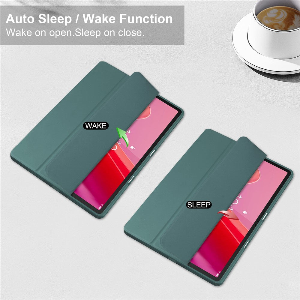 For Lenovo Tab M11 / Xiaoxin Pad 11 2024 Case Anti-Scratch PU+TPU+Acrylic Tablet Cover with Pen Slot - Green