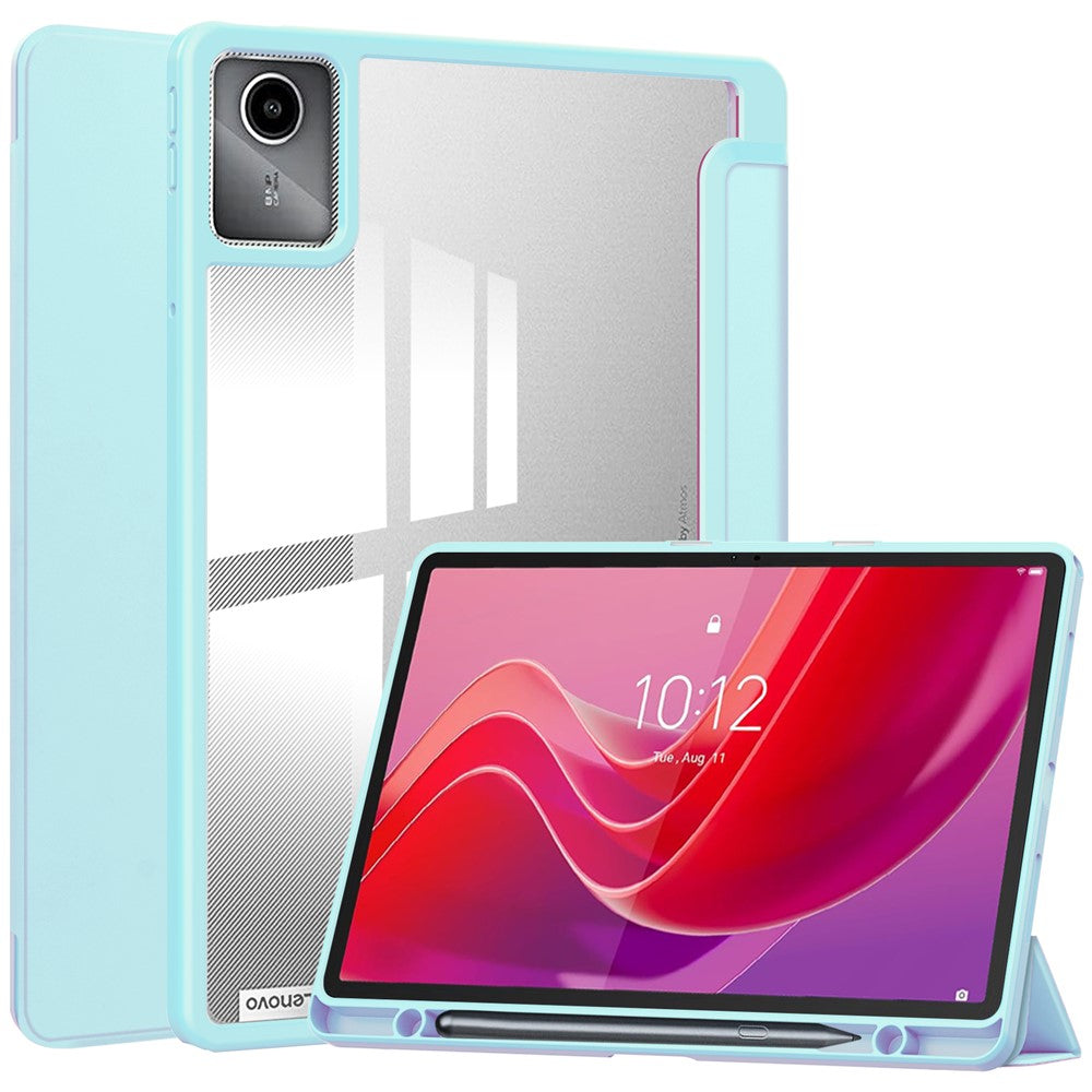 For Lenovo Tab M11 / Xiaoxin Pad 11 2024 Case Anti-Scratch PU+TPU+Acrylic Tablet Cover with Pen Slot - Baby Blue