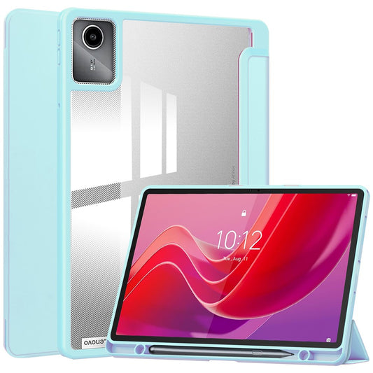 For Lenovo Tab M11 / Xiaoxin Pad 11 2024 Case Anti-Scratch PU+TPU+Acrylic Tablet Cover with Pen Slot - Baby Blue