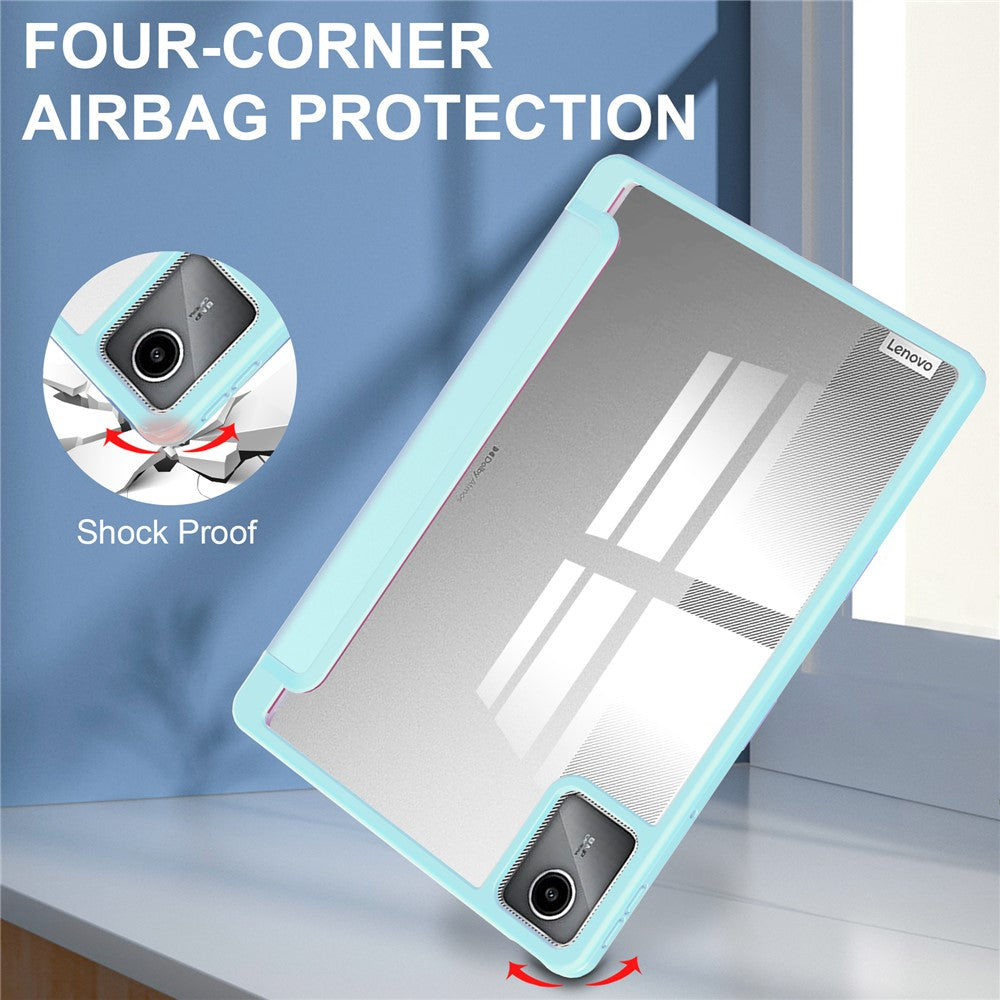 For Lenovo Tab M11 / Xiaoxin Pad 11 2024 Case Anti-Scratch PU+TPU+Acrylic Tablet Cover with Pen Slot - Baby Blue