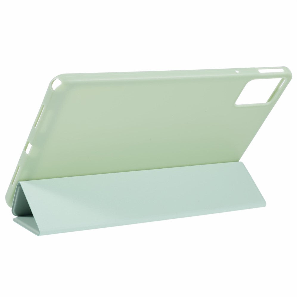 For Lenovo Tab M11 / Xiaoxin Pad 11 2024 Case Leather+Silicone Tri-fold Stand Shell Tablet Cover - Light Green