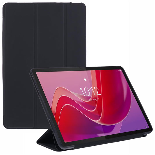 For Lenovo Tab M11 / Xiaoxin Pad 11 2024 Case Leather+Silicone Tri-fold Stand Shell Tablet Cover - Black