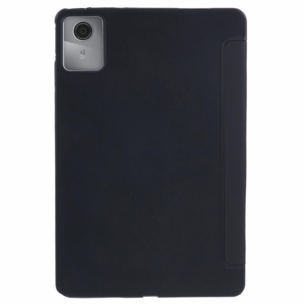 For Lenovo Tab M11 / Xiaoxin Pad 11 2024 Case Leather+Silicone Tri-fold Stand Shell Tablet Cover - Black