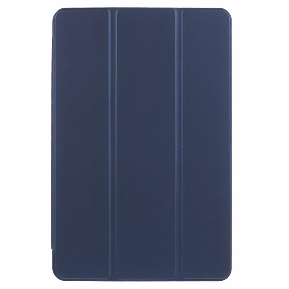 For Lenovo Tab M11 / Xiaoxin Pad 11 2024 Case Leather+Silicone Tri-fold Stand Shell Tablet Cover - Dark Blue