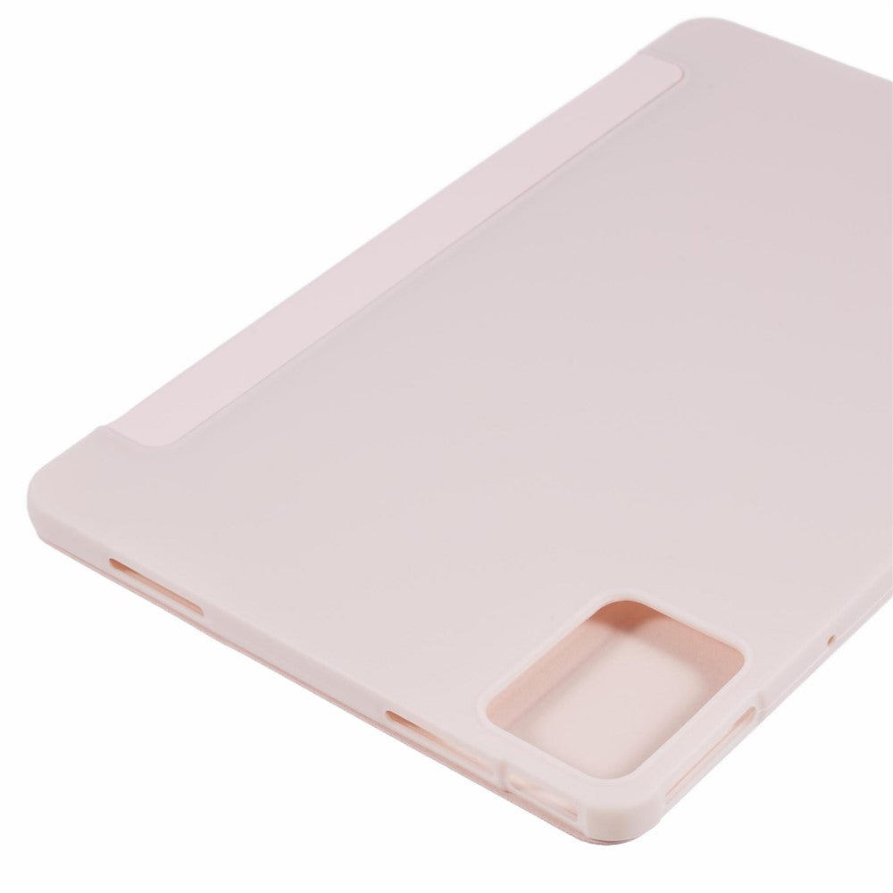 For Lenovo Tab M11 / Xiaoxin Pad 11 2024 Case Leather+Silicone Tri-fold Stand Shell Tablet Cover - Pink