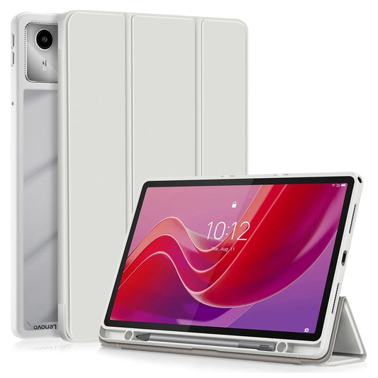 For Lenovo Tab M11 / Xiaoxin Pad 11 2024 330 Case Skin-Touch Tri-fold Stand Tablet Smart Cover - Grey