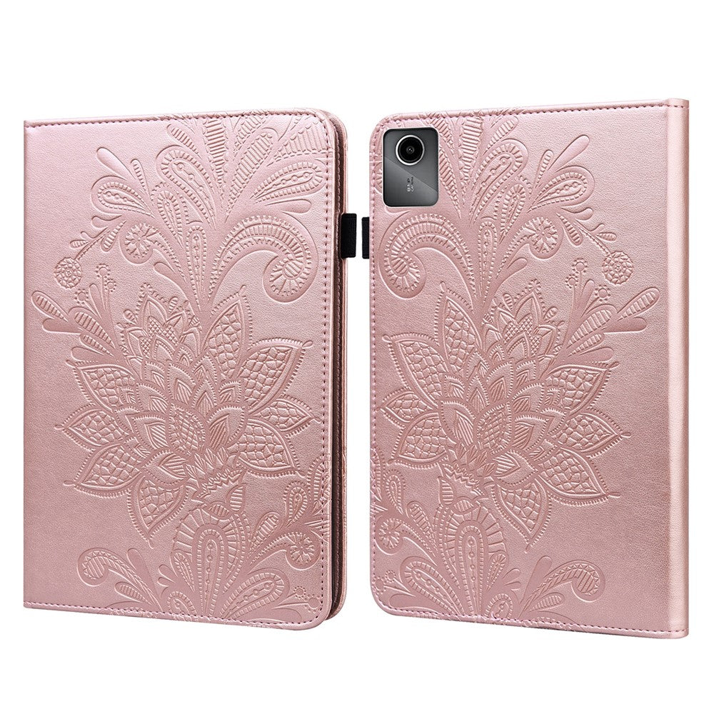 For Lenovo Tab M11 / Xiaoxin Pad 11 2024 Case Leather Tablet Cover with Card Slots Stand - Rose Gold