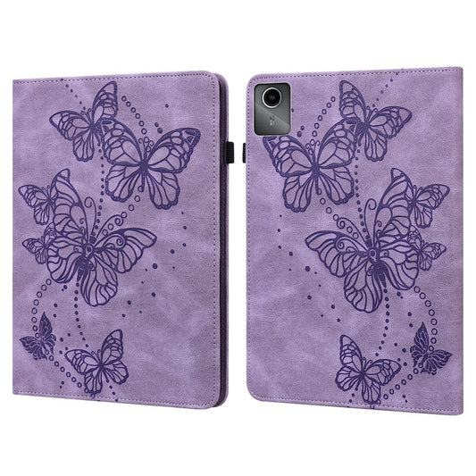 For Lenovo Tab M11 / Xiaoxin Pad 11 2024 Case Card Slots Butterfly Leather Tablet Cover - Purple