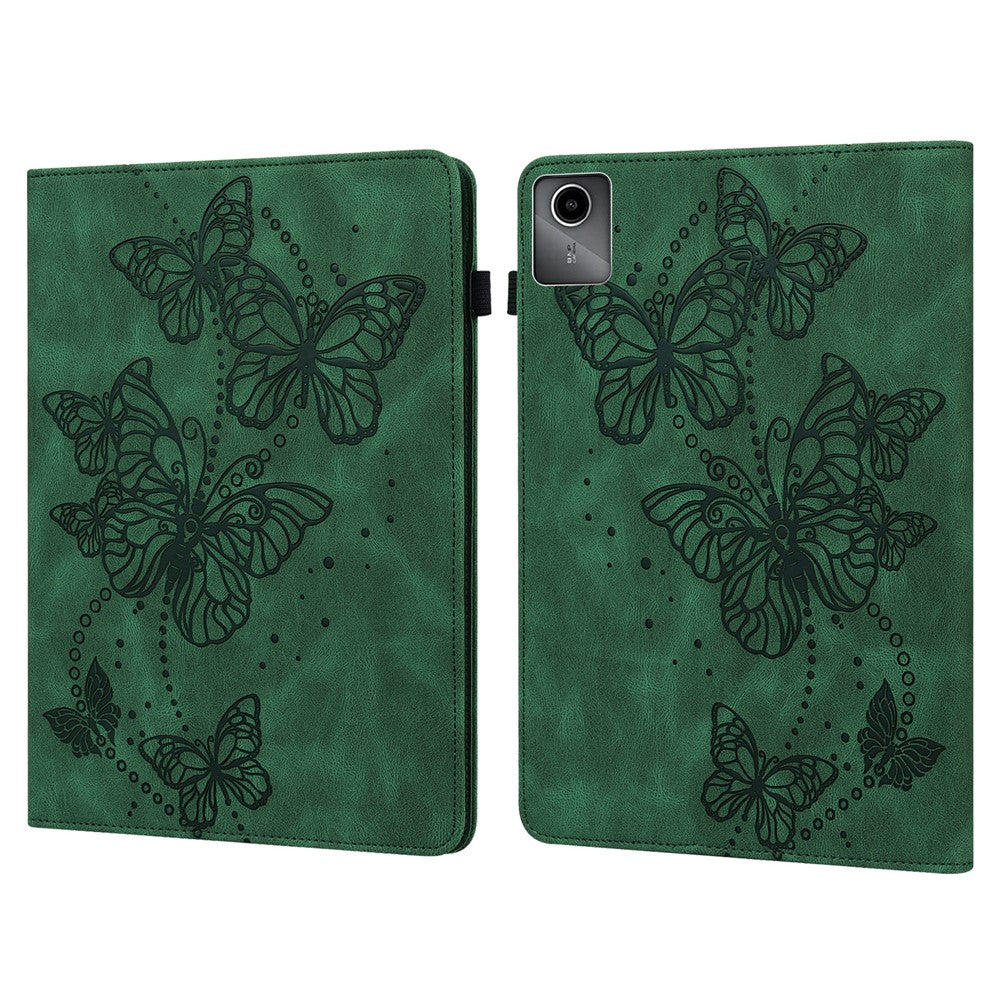 For Lenovo Tab M11 / Xiaoxin Pad 11 2024 Case Card Slots Butterfly Leather Tablet Cover - Green