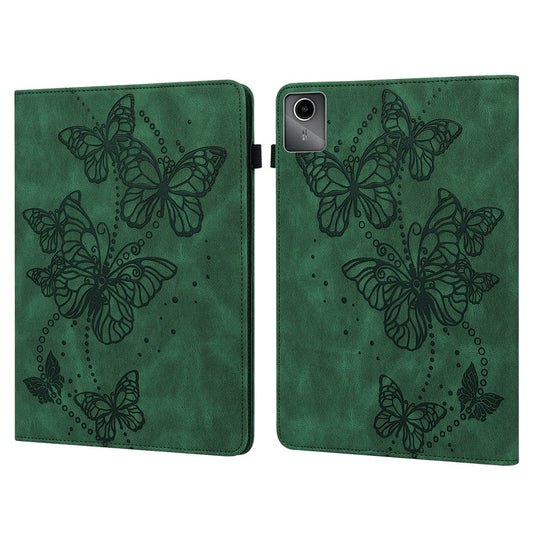For Lenovo Tab M11 / Xiaoxin Pad 11 2024 Case Card Slots Butterfly Leather Tablet Cover - Green
