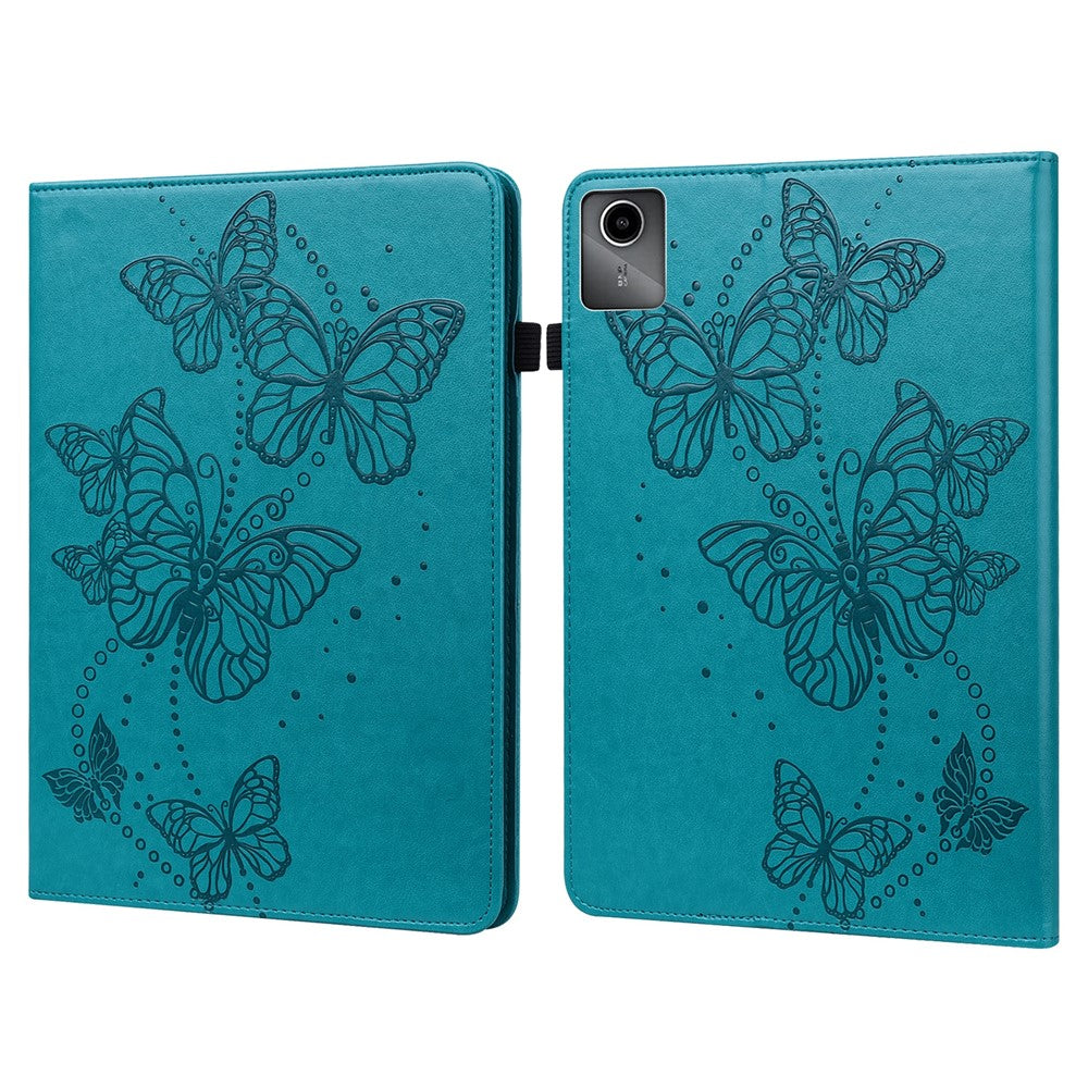For Lenovo Tab M11 / Xiaoxin Pad 11 2024 Case Card Slots Butterfly Leather Tablet Cover - Blue